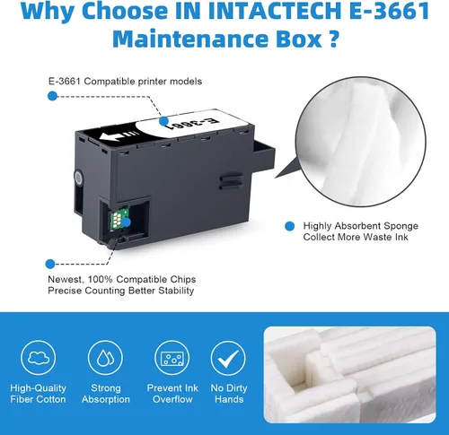 Vista 4 de T3661 Caja de mantenimiento para Epson XP-15000 XP-970 XP-6100 XP-6000, paquete de 2