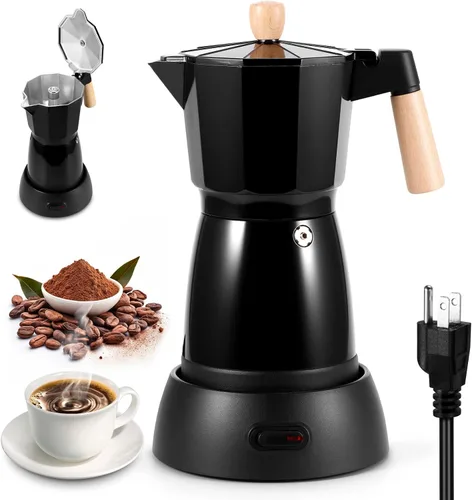 Vista 10 de SHANGSKY Cafetera Eléctrica Olla de Moka de 6 Tazas, Cafetera de Espresso Eléctrica Cafeteras Eléctricas Cafetera Italiana de Espresso Portátil