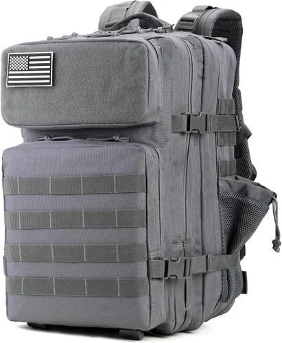 Vista 12 de gracedon Mochila Táctica Militar para Hombres y Mujeres, Mochila de Campamento del Ejército, Mochila de Asalto de 45L para Viajes, Senderismo (Negro)