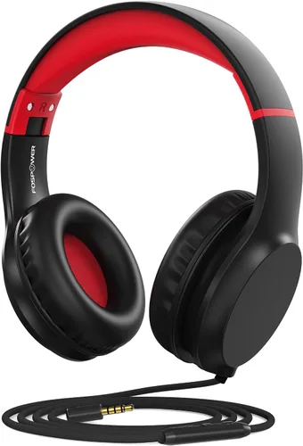 Vista 10 de FosPower Audífonos para niños con orejas de gato LED (límite de volumen seguro de 85dB), audífonos con cable suave de 3.5mm con orejeras y cables