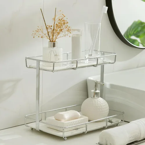 Vista 14 de Dobbyby Bandeja de Tocador Organizador de Maquillaje Almacenamiento de Cosméticos Organizador de Cuidado de la Piel para Baño Estante de Exhibición