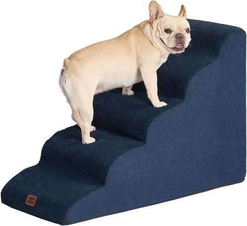 Vista 27 de EHEYCIGA Rampa curvada para escaleras para perros, camas altas de 4