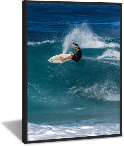 Vista 26 de Póster retro de surf fresco, arte de pared en blanco y negro, pósteres estéticos de habitación, arte de pared vintage del océano, pintura en lienzo