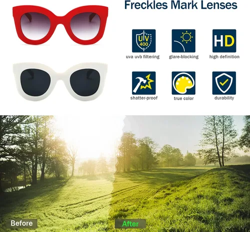 Vista 5 de Gafas de sol con diseño de mariposa, semi ojo de gato, montura de plástico y lentes gradientes transparentes