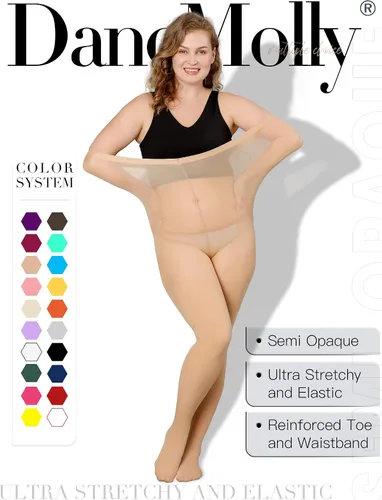 Vista 3 de DancMolly Medias de Talla Grande para Mujer, Pantimedias de Control Semiopacas de Nylon de Cintura Alta
