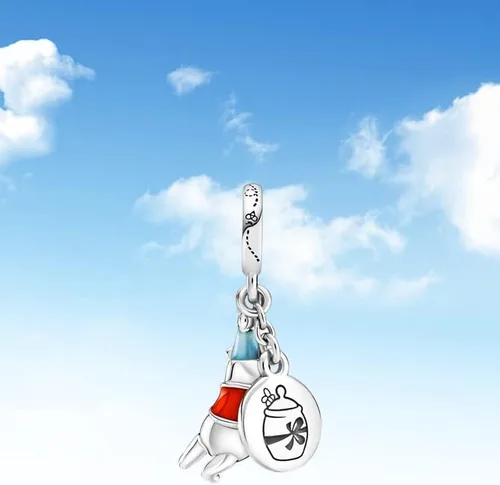 Vista 4 de BEEUVIP Stitch & Mouse Charm de plata de ley 925 con cuentas caladas para pulseras y collares con circonita cúbica 5A, cumpleaños, día de la madre