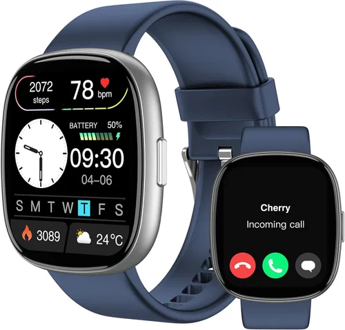 Vista 7 de Reloj inteligente (Responder/Hacer llamada) para mujeres y hombres, rastreador de fitness con frecuencia cardíaca, oxígeno en sangre, monitor