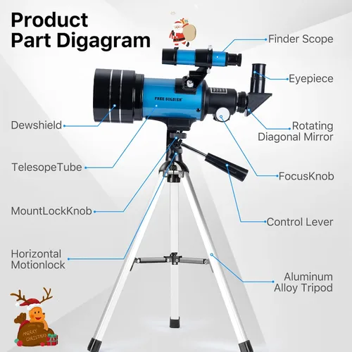 Vista 4 de Telescopio para adultos Astronomía 2.756 in Apertura 11.811 in Longitud focal Telescopio astronómico portátil para principiantes mayores de 8 años