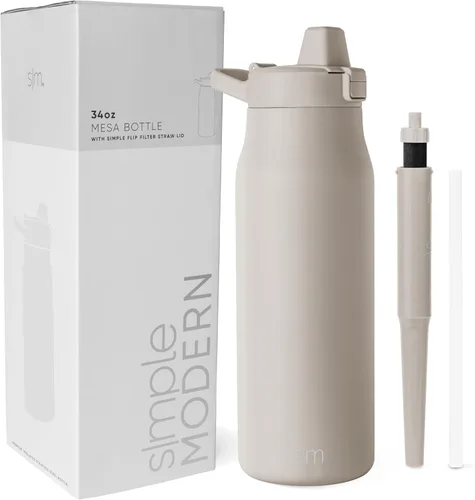 Vista 17 de Botella de agua filtrada Simple Modern Botellas de agua de viaje con filtro de carbono de acero inoxidable aislada Reutilizable para agua