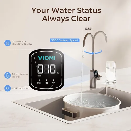 Vista 7 de VIOMI Sistema de ósmosis inversa V8 Pro 800GPD, filtro de agua RO sin tanque de 9 etapas para debajo del fregadero, certificado NSF/ANSI 372 y 58
