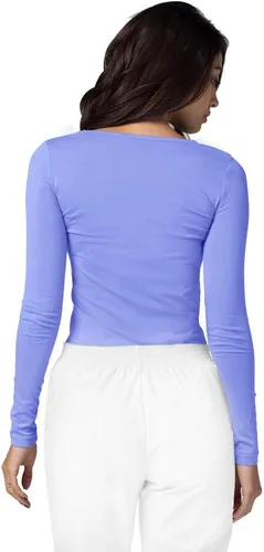 Vista 3 de Adar - Camiseta básica de manga larga para mujer, ideal para usar debajo de ropa quirúrgica, paquete de 3