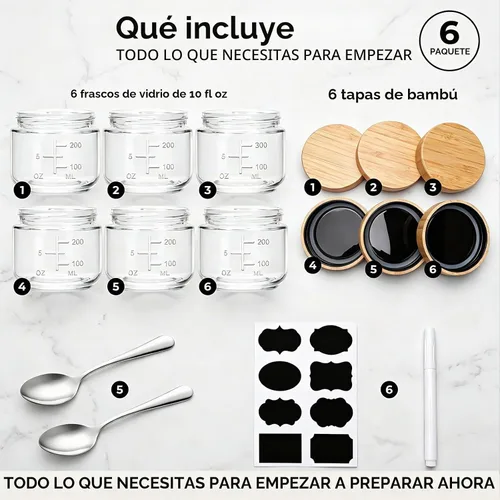 Vista 9 de 10oz Overnight Oats Containers With Lids,Mason Jars with Bamboo Lid