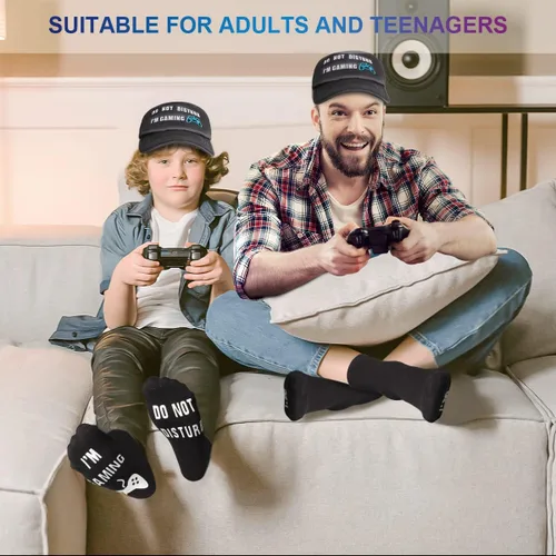 Vista 5 de Do Not Disturb Gaming Socks, Black Beanie Baseball Cap Hat Valentines Fathers Day Gamer Gifts Christmas for Men Teenage Boys