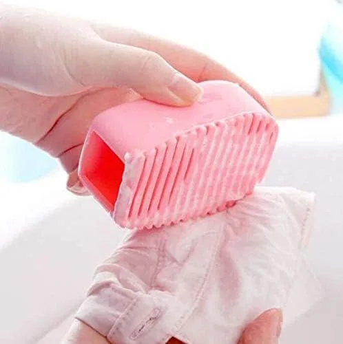 Vista 4 de 2 piezas de color caramelo mini tabla de lavado de silicona creativa de mano para lavandería, perfecta para limpiar collares difíciles de limpiar