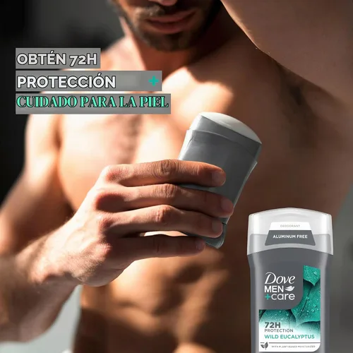 Vista 5 de DOVE MEN + CARE Paquete de 3 desodorantes de eucalipto silvestre sin aluminio para hombres, 3 onzas