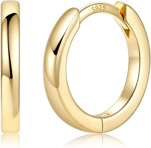 Vista 12 de Aretes de aro chapados en oro de 14 quilates para mujer, aretes de Dorado
