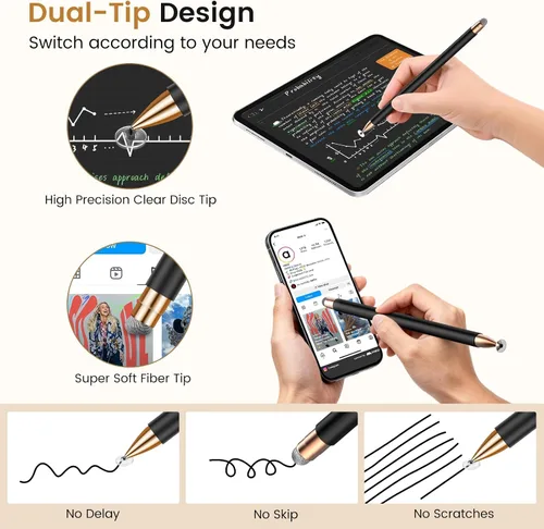 Vista 3 de Lápiz óptico (2 unidades), lápiz óptico para pantallas táctiles, lápiz digital universal de alta precisión sensibilidad, lápiz óptico para Android