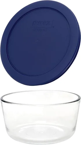 Vista 4 de Pyrex 7201 - Cuenco de vidrio de 4 tazas y tapa azul oscuro 7201-PC (paquete de 2) - Fabricado en Estados Unidos