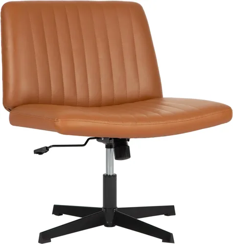 Vista 9 de BestOffice Silla cruzada cómoda, sin brazos, con patas cruzadas, silla de escritorio sin ruedas, silla de escritorio amplia ajustable giratoria