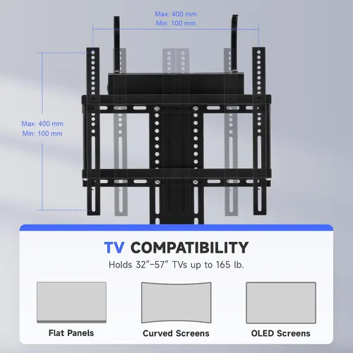 Vista 3 de CO-Z Elevador de TV motorizado para televisores de 32" a 57" de hasta 165 lb, 400x400 VESA, soporte con mecanismo de altura ajustable y montaje