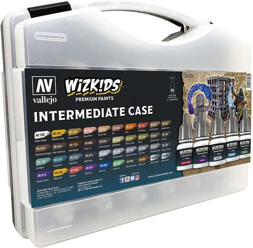 Vista 2 de Vallejo - Estuche intermedio Wizkids Juego de pintura acrílica profesional premium Colores, barnices y tintas de la gama de colores del juego