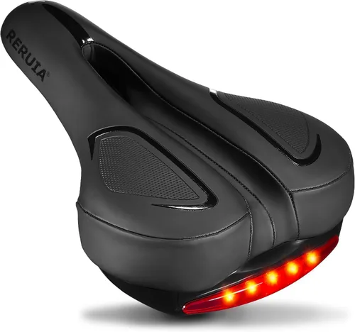 Vista 11 de Asiento de bicicleta grande y cómodo, sillín ancho con absorción de impactos, cojín de bicicleta de ejercicio de gran tamaño con espuma