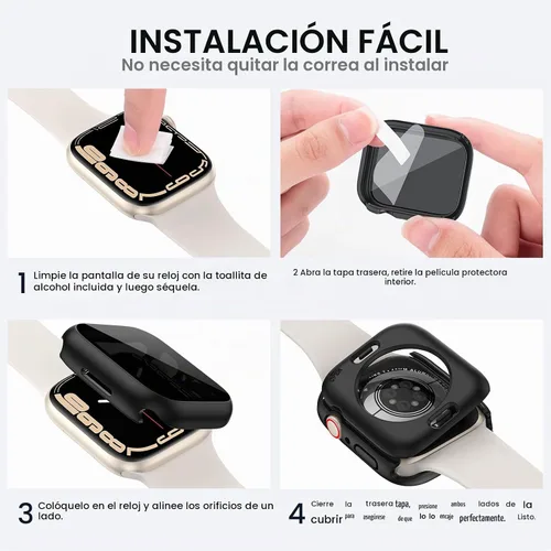 Vista 7 de Tensea - Funda protectora de pantalla para Apple Watch SE 3/SE 2/SE/6/5/4 de 1.575 in Negro mate