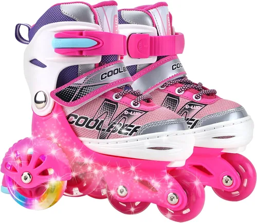 Vista 12 de Patines en línea ajustables para niñas y mujeres, todas las 8 ruedas de los patines de niña brillan, iluminación segura y divertida para niños