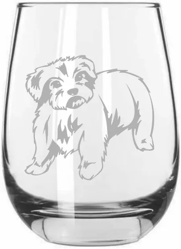 Vista 370 de Shar Pei (chino) - Vaso de vino sin tallo grabado para perro, 15.25 onzas