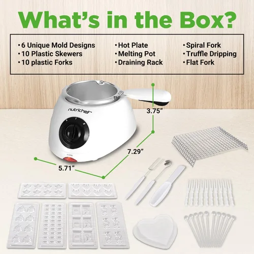 Vista 7 de NutriChef Olla eléctrica para fondue Calentador de chocolate de 25 W Capacidad de 8.8 onzas Función de inmersión para mantener caliente y olla
