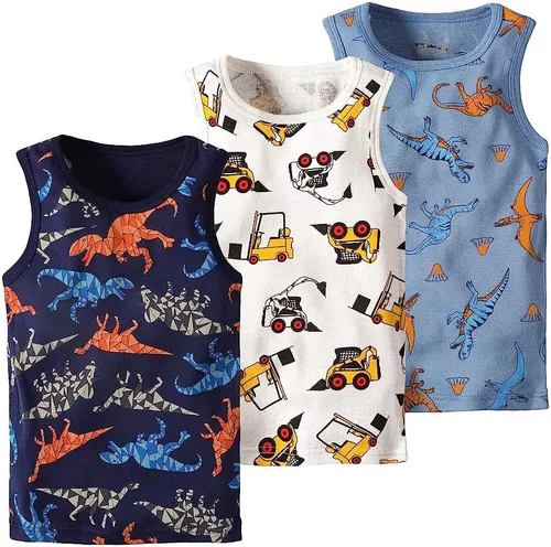 Vista 26 de Camisetas sin mangas de algodón suave para niños pequeños, paquete de 3