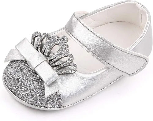 Vista 4 de Zapatos deportivos para niños pequeños zapatos de piel con corona para recién nacidos zapatos de princesa para primeros pasos