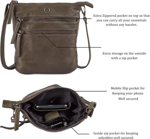 Vista 2 de Bolso bandolera para mujer, pequeño bolso de cuero real, bolso cruzado de viaje vintage hecho a mano