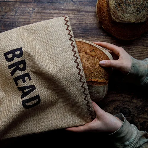 Vista 3 de KitchenCraft Natural Elements - Bolsa de pan ecológica con cordón, 1% algodón, 13.4 x 6.7 x 16.5 in