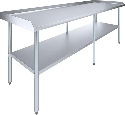 Vista 15 de AmGood Mesa de trabajo comercial con protector antisalpicaduras y protectores laterales Altura: 35" Mesa de preparación de acero inoxidable