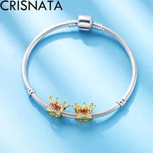 Vista 3 de Dijes de plata de ley 925 para el día de la madre, artista, autismo, madre e hija y pie de bebé, corona de mamá y cuentas de nana, se adapta a