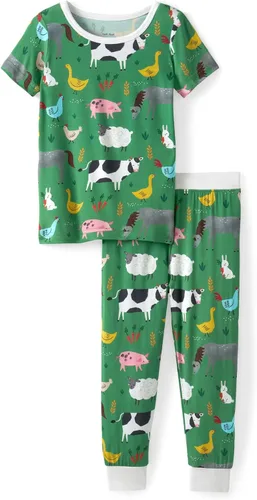 Vista 8 de Little Sleepies Conjunto de pijama de manga corta y pantalones, viscosa de Moonlit Magic (Negro)