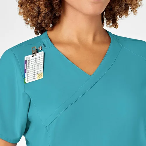 Vista 6 de WINK W123 - Camiseta médica cruzada para mujer, color verde azulado, talla XXS