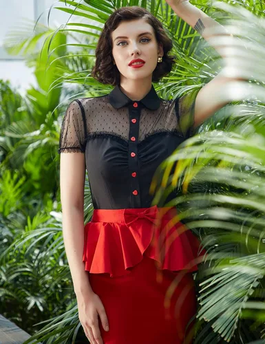 Vista 2 de Camisas retro vintage de los años 50 para mujer, diseño de lunares, malla Rockabilly