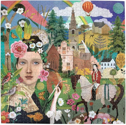 Vista 2 de eeBoo Piece & Love: Artist & Daughter - Rompecabezas de 1000 piezas - Sierra de calar cuadrada para adultos, 23 x 23, incluye inserto de referencia