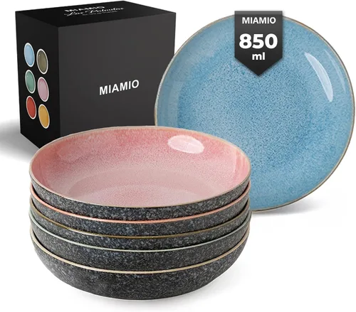 Vista 7 de MIAMIO Juego de 6, platos llanos, platos de cerámica, platos de cocina, juegos de platos - Platos aptos para microondas, horno y lavavajillas