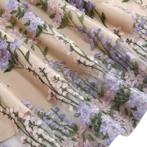 Vista 6 de Vestido de noche de tul con bordado floral para mujer, diseño de ilusión de malla transparente, vintage, cóctel, vestido de fiesta de boda, fiesta