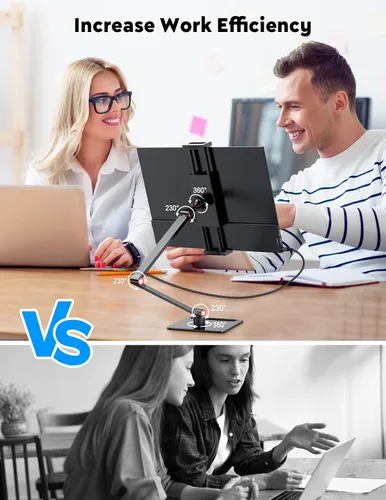Vista 7 de HONGO Monitor portátil con soporte 15.6 pulgadas, extensor de pantalla para portátil 1080P FHD para USB C hdmi pantalla portátil Vesa compatible