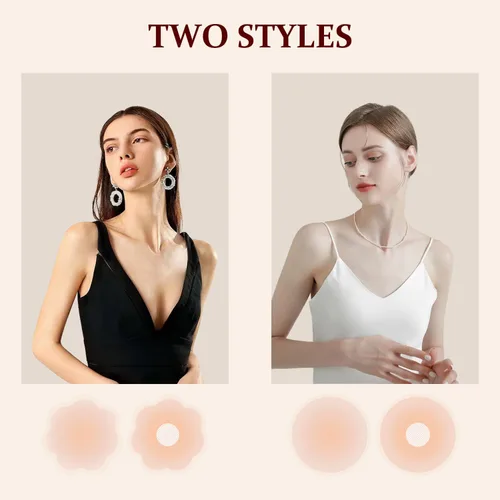 Vista 5 de Pasties - Cubierta para pezón para mujer, reutilizable, invisible, adhesiva, de silicona, para pezones, redondo, color piel