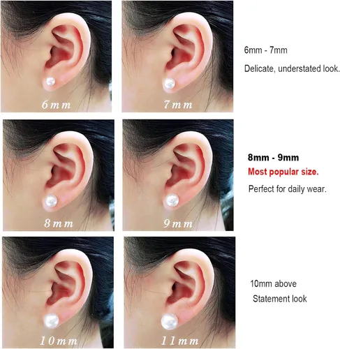 Vista 3 de JORA - Aretes tipo dormilona de plata esterlina con perlas blancas cultivadas en agua dulce para regalo de mujer