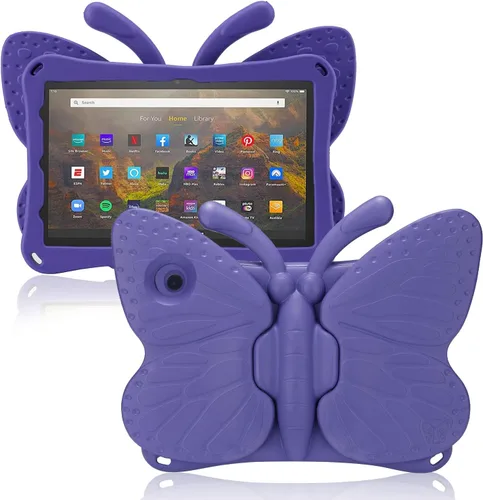 Vista 57 de FW Fire 7 - Funda para tablet para niños, Amazon Fire 7 2022, funda de mariposa con luz de atril, EVA, protección contra caídas, resistente, a