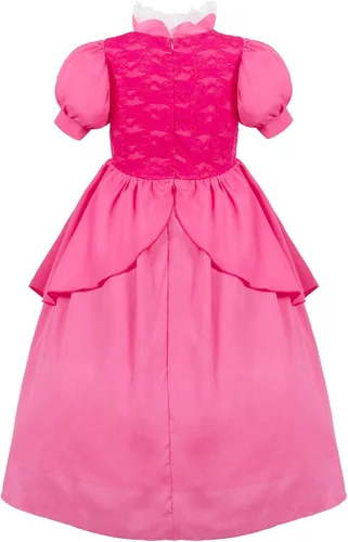 Vista 3 de Binhong Disfraz de princesa melocotón para niñas, vestido de princesa melocotón con accesorios