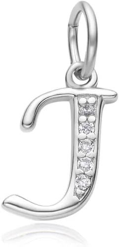 Vista 13 de Adabele Auténtica plata de ley brillante A-Z 26 letras pequeñas del alfabeto con circonita cúbica, colgante de diamantes de imitación resistente al