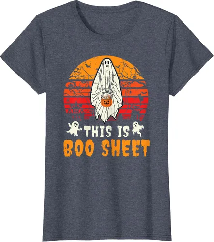 Vista 14 de Funny This Is Boo Sheet Spooky Ghost Halloween - Camiseta de disfraz de juego de palabras, Negro, S