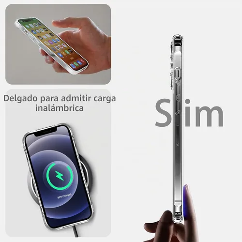 Vista 5 de JJGoo Compatible con iPhone 12 y 12 Pro funda transparente, transparente a prueba de golpes, delgada, antiarañazos, carcasa protectora trasera